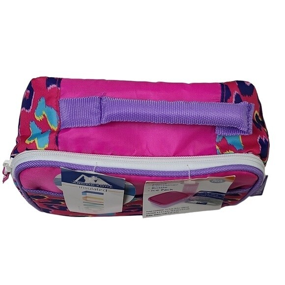 Arctic Zone New Lunch Bag Box Insulated Lining Combo Pink Purple Blue Print - Picture 2 of 8